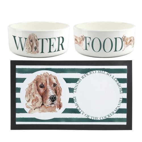 Cocker spaniel dog bowls - spaniel,