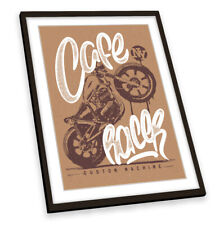 Cafe Racer Motorbike Brown FRAMED ART PRINT Picture Portrait Artwork