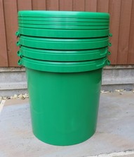 Green Plastic Buckets 4x30Ltr, Storage Containers with Lid, Tub