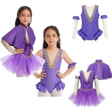 Kids Girls Circus Ringmaster Cosplay Costume Leotard with Arm Sleeves Outfit Set