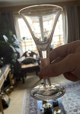 Antique Georgian Drawn Trumpet Wine Glass.  (3 available)