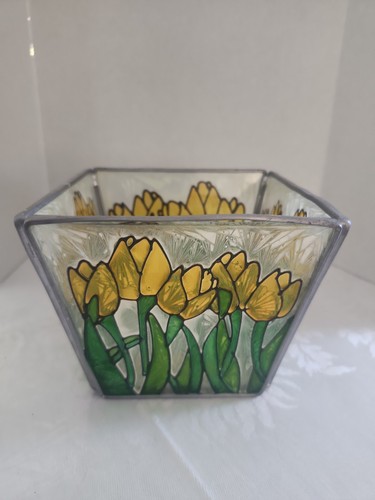 Hand painted floral - hand, stained