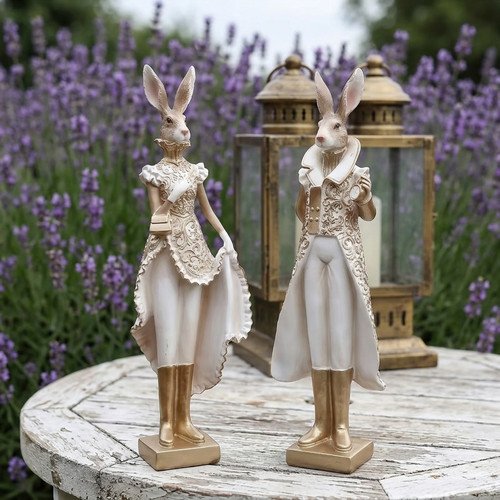 Victorian rabbit figurine - figurine, gold