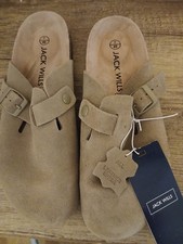 Jack Wills Mule Sandals Leather Upper Size 7 (40) NWT Taupe.