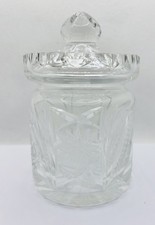 Vintage Heavy Cut Glass Crystal Lidded Biscuit Cookie Candy Jar