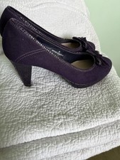 BNWOB Marks & Spencer Purple Court Shoes With Bow Detail To Toe - Size 8