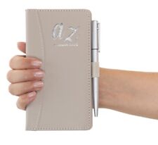 Telephone Address Book A-Z Index Hard Back Cover Slim Grey Address & Pen