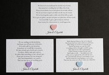 10 X  Personalised Wedding Honeymoon Gift Money Cash Request Poems Cards