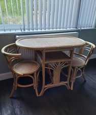 Bamboo/Cane Mid Century Table And Chair Set