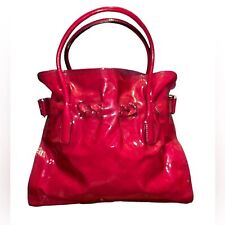VALENTINO GARAVANI Maroon Patant Leather Hobo Shoulder Tote Bag NEW