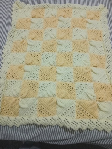 Hand knitted baby blanket pram - baby,
