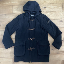 Schott NYC Duffle Coat Men’s Medium Black Wool Blend Parka Jacket Hooded