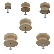 * Wooden Beech Drawer Knobs with Insert & Screw 25-53mm PICK SIZE, QUANTITY * +