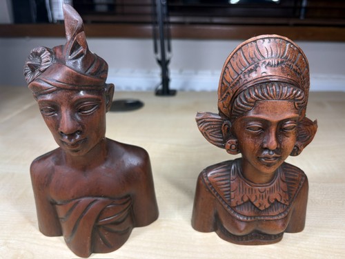 Pair vintage hand carved - pair,