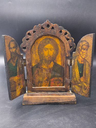 Antique wooden triptych - antique,