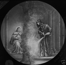 Glass Magic Lantern Slide THE GIL ON THE FIRE C1890 JESUS RELIGION