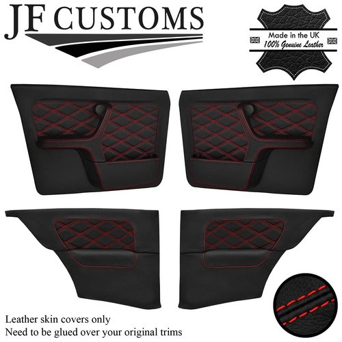 Red diamond stitch - red, leather