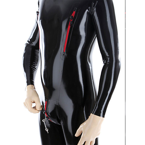 Men latex catsuit - catsuit, crotch