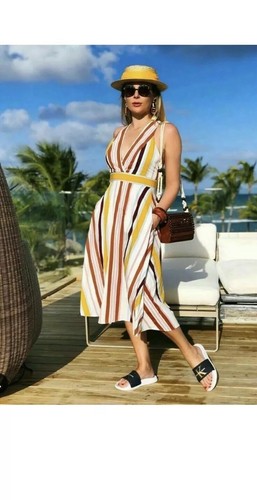 Zara ecru mustard striped - mustard, midi
