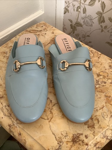 Light blue leather - blue, slip-on