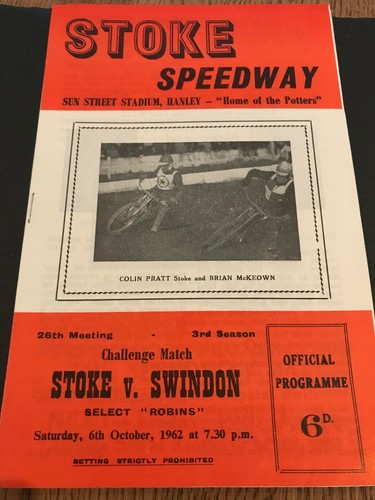 1962 stoke swindon speedway - stoke, v