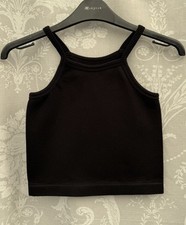 New Without Tags Girls Women’s Black Ribbed Cropped Vest Top Size S