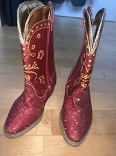 GIRLS GENUINE DISNEY STORE  JESSIE RED GOLD SPARKLY BOOTS. TOY STORY. UK 7-8.