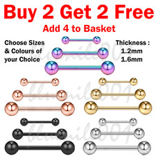 Tongue Bar Bars Ear Lip Eyebrow Nipple Tragus Surgical Steel Barbell Piercing