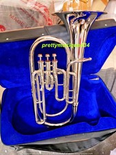 BARITONE MADE OF PURE BRASS METAL IN CHROME+ CUSHION BOX +MOUTHPIECE + FREE SHIP