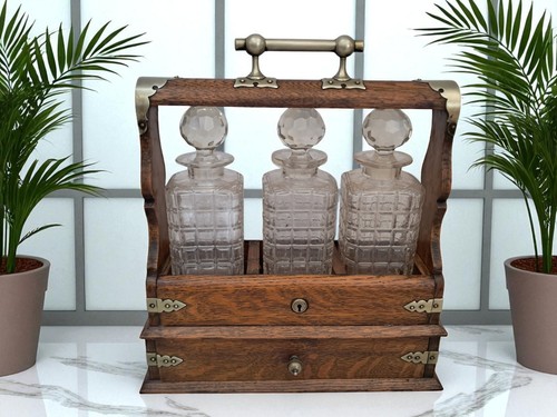 Antique locking tantalus - locking, +