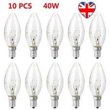 40W E14 10 Pack Lamp Bulb Screw InSES Candle Light Bulbs Clear Small Edison UK