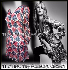 RARE KATE MOSS TOPSHOP FLORAL RED BLUE FLAPPER DRESS VTG 20s DECO SWING UK 12 40