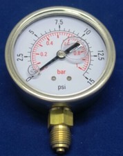 63 mm Hydraulic Pressure Gauge , 1,2,4,6,11,20,25,40,60,120,200,250,400,600,bar.