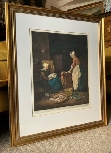 Antique mezzotint portrait - antique,