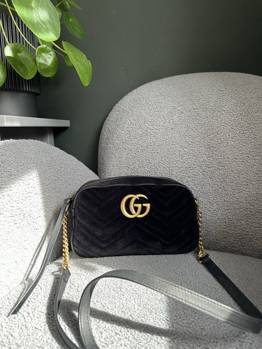 Gucci marmont black - velvet, bag