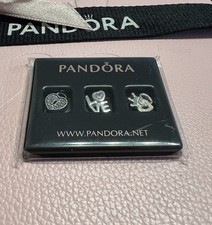Genuine Pandora Trio Of Petite Charms Heart Lock Love Crown Packet ALE 925 NEW