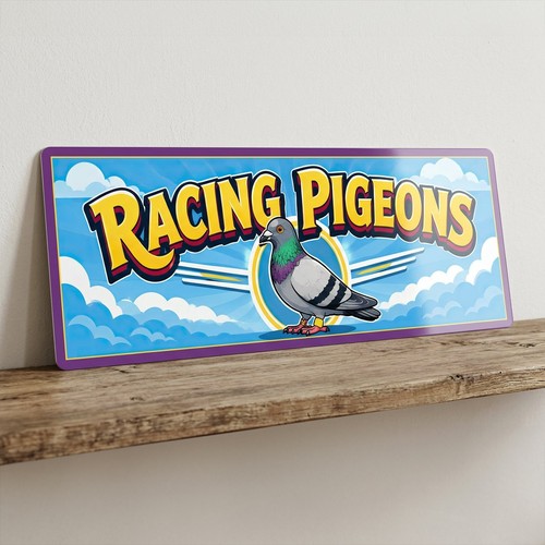 Racing pigeons metal 28cm sign - racing,