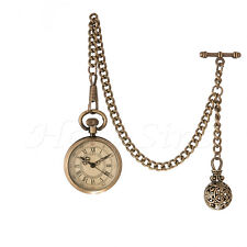 ANTIQUE DESIGN QUARTZ POCKET WATCH WITH ALBERT CHAIN AND GIFT POUCH