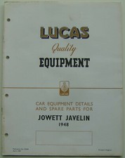 Jowett Javelin  1948  Lucas illustrated Spare Parts List