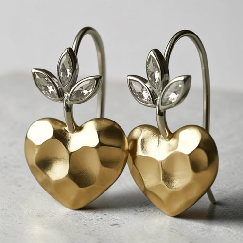 Heart earrings gold plated - heart,