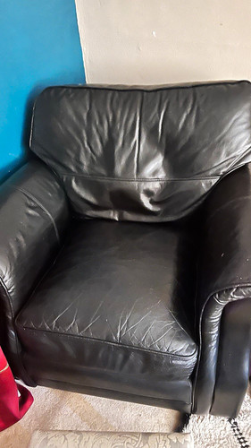 Black leather armchair - leather,