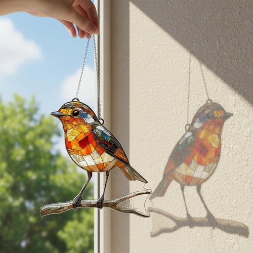 Large robin bird - robin, twig