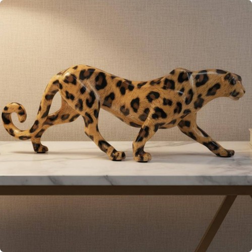 Leopard statue multicolor - leopard,
