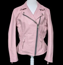 Women's Pink Leather Moto