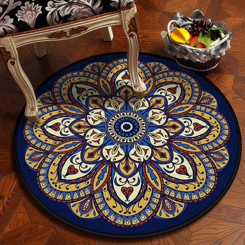 Ethnic round carpet area rug - round,