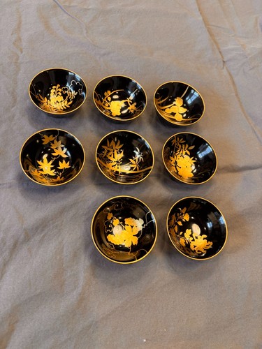 Vintage black lacquer bowls - lacquer,
