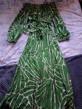 F&F Green Midi Bardot Dress Size 12 Bnwt