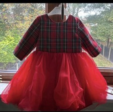 Baby/Toddler Girls Dress And Matching Coat Red Tartan 