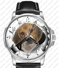 Dog Collection Jack Russell Terrier Black Leather Strap Watch