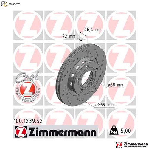 Brake disc 100 1239 for - disc, 100.1239.52